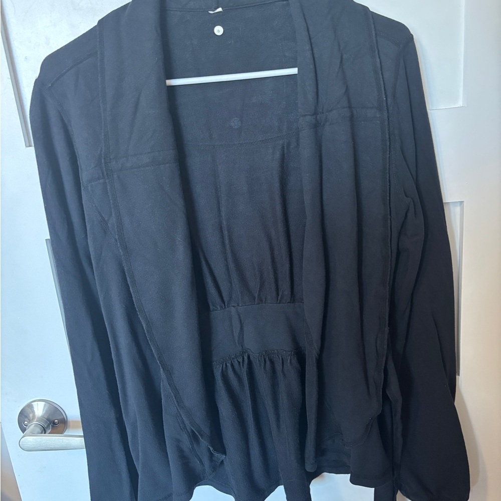 lululemon athletica Black Open-Front Draped Cardigan with Tie